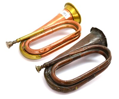 Lot 146 - A Copper and Brass Military Bugle, with applied badge to The Princess of Wales Own Yorkshire...