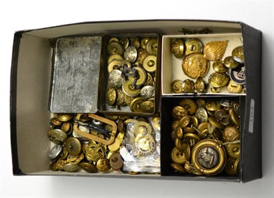 Lot 164 - A Quantity of Victorian and George V Military Buttons, in brass and white metal, and a small...