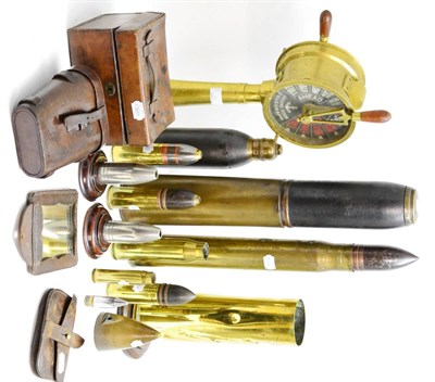 Lot 183 - A Collection of Twelve Items Deactivated Ordnance and Shell Cases and Six Other Items, comprising a