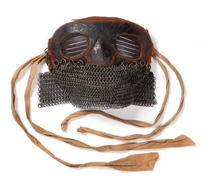 Lot 208 - A First World War British Tank Driver's Splatter Face Mask, of leather covered steel, with...