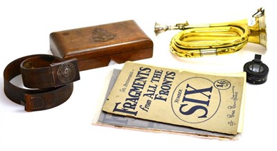 Lot 209 - A First World War Prussian Brass and Plated Bugle, mounted with an Imperial Eagle badge, detachable