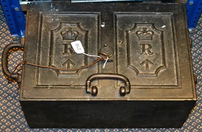 Lot 216 - A Victorian Black Cast Iron War Department Revenue Box, of rectangular form, the hinged cover...