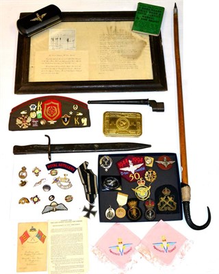 Lot 223 - A Quantity of Militaria, including cap badges, sweetheart brooches, cloth insignia, buttons, a...