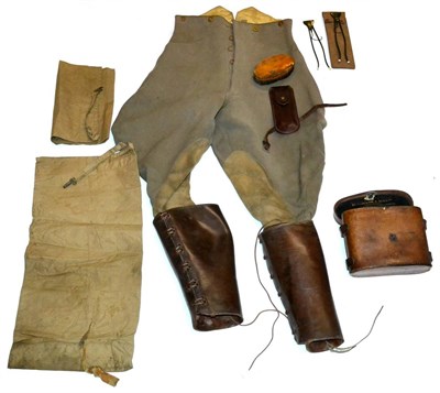 Lot 224 - A Collection of First World War Equipment to the Yorkshire Hussars, including a valise with leather