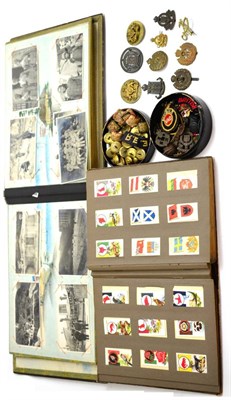 Lot 225 - A Collection of Militaria, comprising military buttons and badges, including officers'...