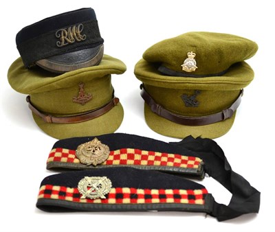 Lot 233 - An Edwardian Peaked Forage Cap, with bullion thread RMC badge; two Second World War No.2...