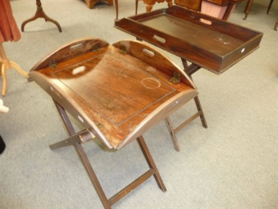 Lot 566 - A 19th Century Mahogany and Brass Bound Butler's Tray, the rectangular top with four hinged...