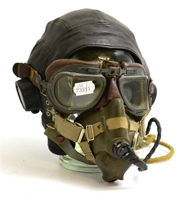 Lot 242 - An Air Ministry C Type Wired Leather Flying Helmet, with five straps, chamois lining faintly...