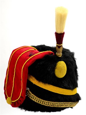 Lot 248 - A First World War Black Sable Busby to 11th Hussars ";Cherry Pickers";, with yellow cord piped...