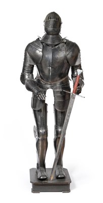 Lot 255 - A Good Quality Copy of a 17th Century Suit of Armour, of blackened steel, comprising a visored...