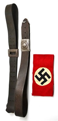 Lot 279 - A German Third Reich NSDAP Armband, in red wool with applied white grosgrain roundel further...