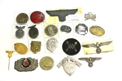 Lot 293 - A Collection of Twenty One German Third Reich Badges, Insignia and Tinnies, including cap...