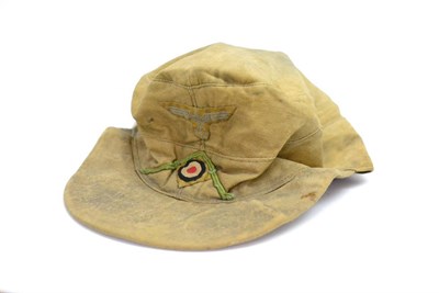 Lot 299 - A German Third Reich EM/NCO's Tropical Field Cap, in tan cotton twill, with applied eagle and...