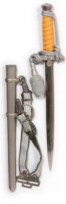 Lot 315 - A German Third Reich Army Officer's Dagger, plain double edge blade, plated hilt with spiral...