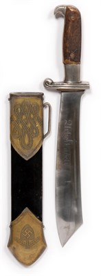 Lot 316 - A German Third Reich RAD Enlisted Man's Hewer, the clip point steel blade with a narrow fuller...