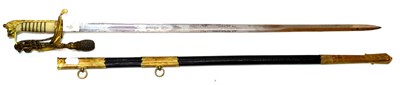 Lot 328 - A George VI Naval Officer's Sword, the 79cm single edge fullered steel blade etched with the...