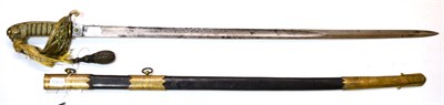 Lot 334 - A Victorian Naval Officer's Sword by Henry Wilkinson, Pall Mall, London, the 81.5cm single edge...