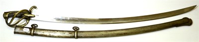 Lot 337 - An Early 19th Century French Hussar's Sword, the 88cm single edge broad curved steel blade with...