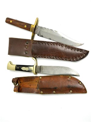 Lot 340 - A Hunting Knife, by W.H. Fagan & Son, Sheffield, 13 cm blade, nickel plated hilt with polished horn