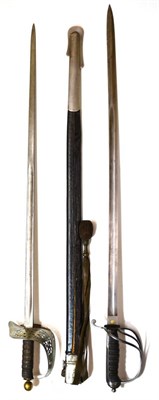 Lot 351 - An 1850 Royal Artillery Officer's Sword, the 82cm single edge fullered steel blade etched with...