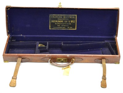 Lot 407 - A Brass-Bound Stitched Leather Shotgun Case, initialled L.E.A.G. to the lid, labelled to the...