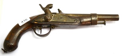 Lot 416 - A 19th Century Continental Percussion Navy Pistol, converted from flintlock, the 19.4 cm barrel...