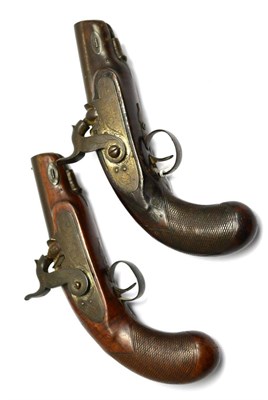 Lot 417 - A Pair of 19th Century Manstopper Percussion Pistols, each with an 8.4 cm barrel, the lock...