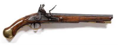 Lot 432 - An 18th Century British Flintlock Long Sea Service Pistol, the 30cm steel barrel with Ordnance view