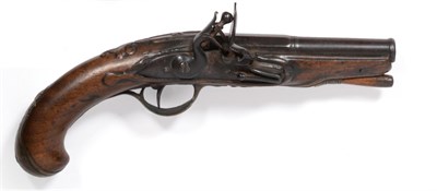 Lot 437 - An 18th Century ";Queen Anne"; Flintlock Overcoat Pistol, the 13cm cannon barrel octagonal at...