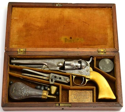 Lot 438 - A Colt Model 1862 .36 Calibre Percussion Police Revolver, the 14cm steel barrel with single...