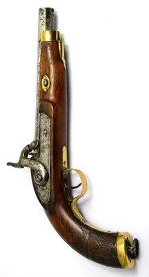 Lot 447 - A 19th Century Percussion Service Pistol, the octagonal barrel, length 19.1 cm, partly engraved...