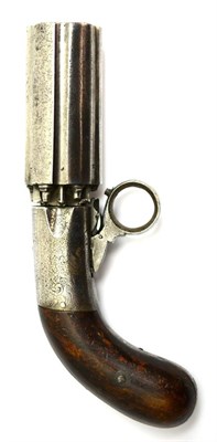 Lot 448 - An Early 19th Century Six Shot Percussion Pepperbox Revolver, the 8.6 cm chamber stamped Birmingham