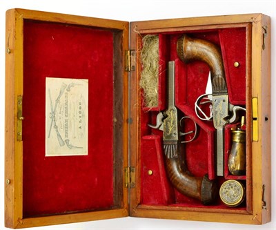 Lot 455 - A Pair of 19th Century Belgian Boxlock Percussion Pocket Pistols, each with an octagonal...