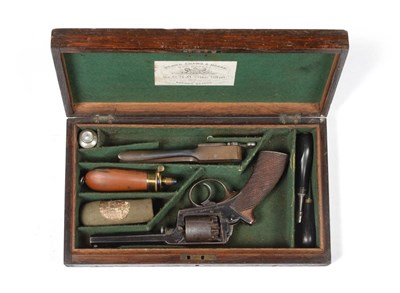 Lot 466 - An Adams Self Cocking ";Improved Frame"; 120 Bore Five Shot Percussion Revolver, with blued finish