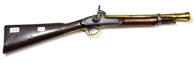 Lot 478 - A 19th Century Percussion Blunderbuss, converted from a flintlock, the 36.6 cm brass cannon...