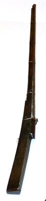 Lot 482 - An Indian Matchlock Rampart Gun, the heavy, steel-banded barrel, stamped JPR/EXR/2/8294, length 209