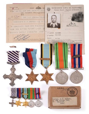 Lot 12 - A Second World War Distinguished Flying Cross Group of Five Medals, to Squadron Leader B.D. Barker