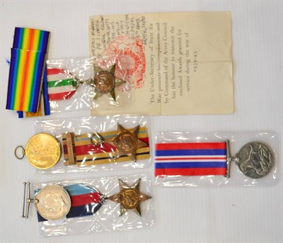 Lot 22 - A First/Second World War Group of Six Medals, awarded to 39290 PTE.J.CARTER. L'POOL R.,...