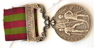 Lot 25 - An India Medal, 1869, with clasp PUNJAB FRONTIER 1897-98, awarded to 38794 Sergt. J.H.Guest...