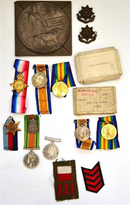 Lot 33 - A Family Group of Medals:- a First World War Trio of 1914-15 Star, British War Medal, Victory Medal