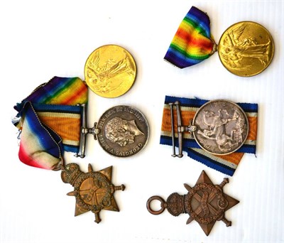 Lot 45 - Two First World War Trios, each comprising 1914-15 Star, British War Medal and Victory Medal,...