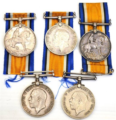 Lot 52 - Five Single British War Medals to the West Yorkshire Regiment, awarded to :- 2095...