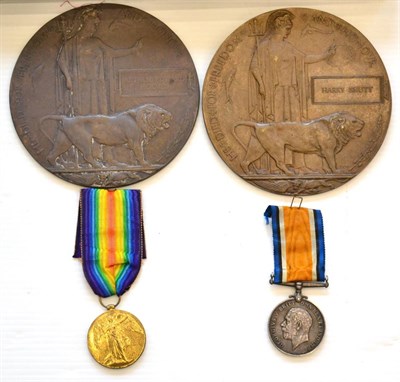 Lot 54 - A Memorial Plaque and British War Medal, to 34154 PTE.HARRY SHUTT, LINC.R.; a Memorial Plaque...