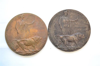 Lot 55 - Two Memorial Plaques, awarded to WILFRED HIRST and BERTRAM MILLEN