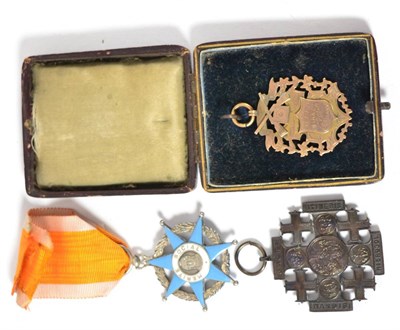 Lot 62 - A French Order of Social Merit (Knight), third class; a Pilgrim's Jerusalem Cross of Honour, bronze