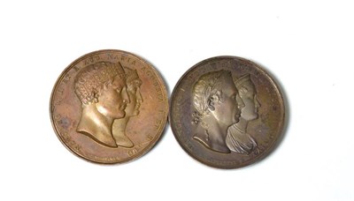 Lot 75 - Napoleonic: Marriage of Napoleon and Marie Louise, 1810, by Manfredini, bronze, 42 mm, and...