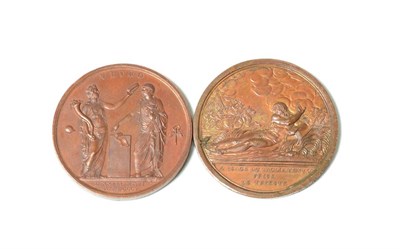 Lot 91 - Napoleonic: Napoleon Crowned King of Italy, 1805, bronze, 42 mm, and Crossing the Tagliamento Pass