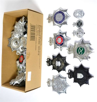 Lot 131 - A Quantity of White Metal and Enamel Police Helmet Plates, and badges, mainly to the West Yorkshire