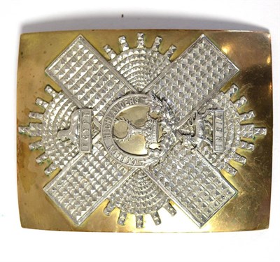 Lot 135 - An Officer's Brass and White Metal Shoulder Belt Plate, to the Gordon Highlanders, with hook...