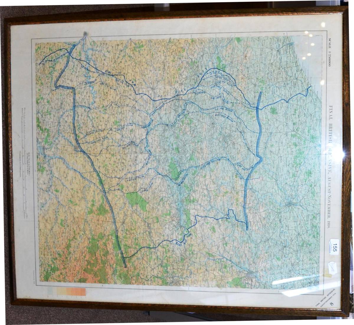 Lot 155 A Framed First World War Map Final British lot-155-a-framed-first-world-war-map-final-british